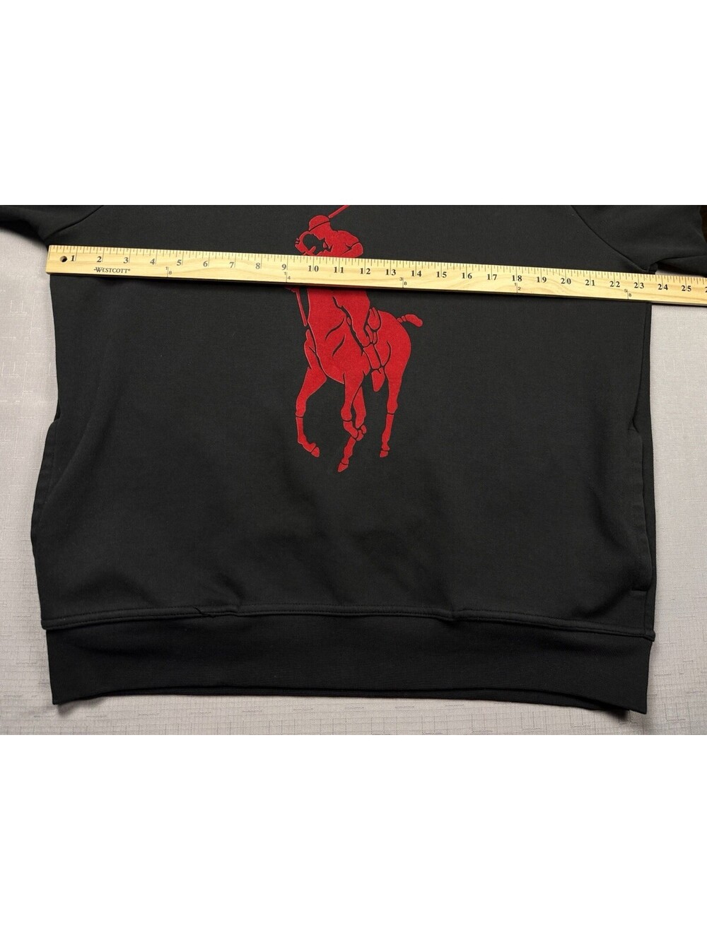 Polo Ralph Lauren Men’s Large Black Hoodie Red Big Pony Pullover Sweatshirt - Picture 4 of 8